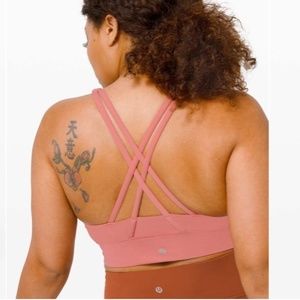 Lululemon Energy Bra High Neck Long Line *Tough Brier Rose